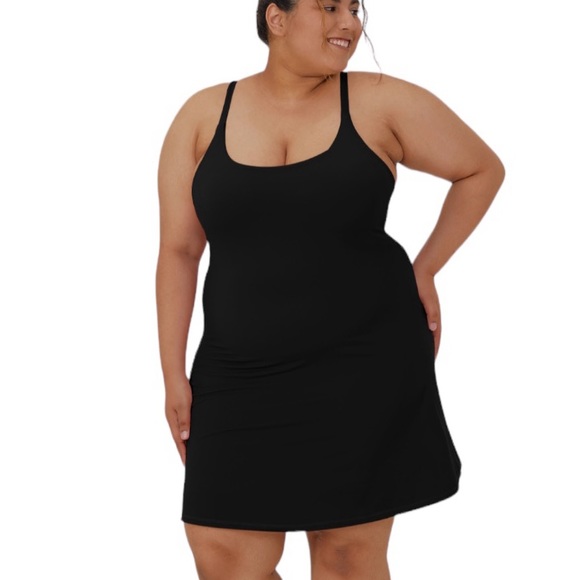 HALARA Dresses & Skirts - NWT Halara Everyday Softlyzero™ Black Backless 2-in-1 Flare Dress-3X